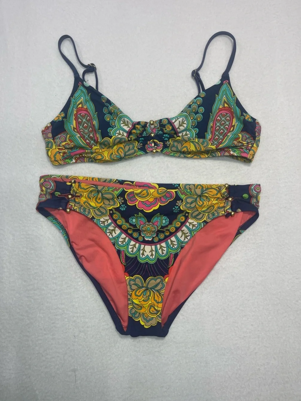 Nanette Lepore Utopia Bikini Set Multicolor Paisley Floral Est. Size Medium